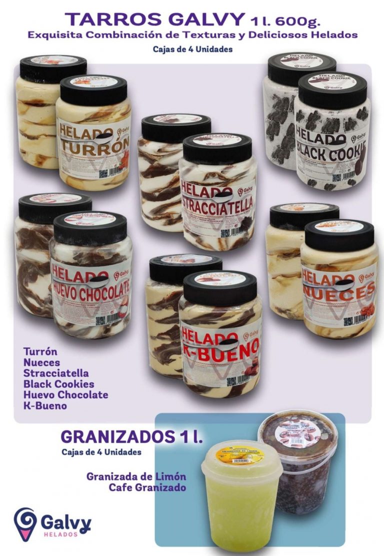 Tarros de helados en crema y granizados